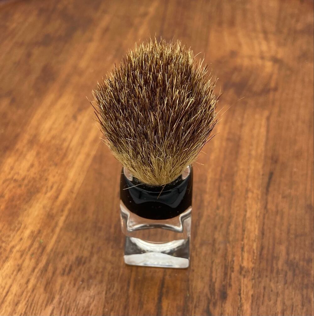 Vintage Baton Pure Badger Hair Shaving Brush Clear Lucite Base Block Handle USA